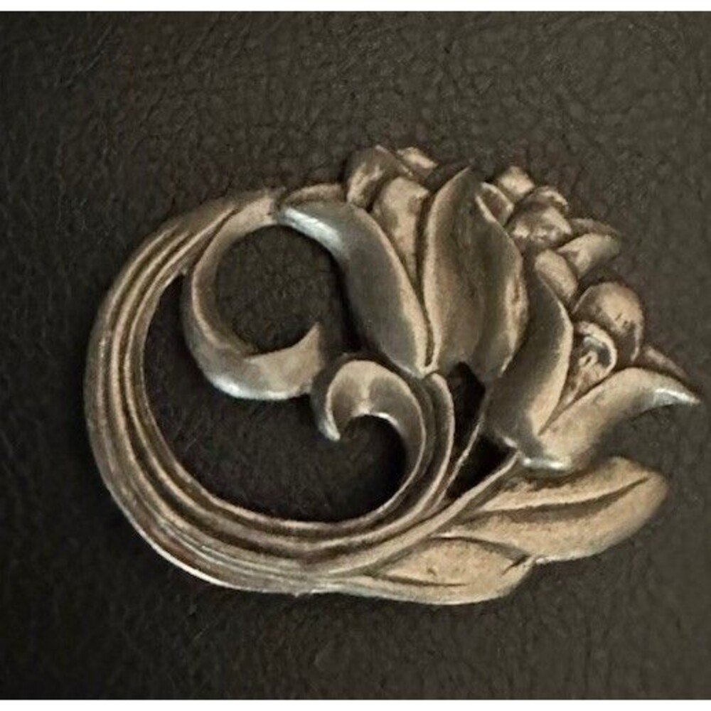 Vintage 1987 Seagull Pewter Art Deco Nouveau Flower Pin Brooch Floral Tulip